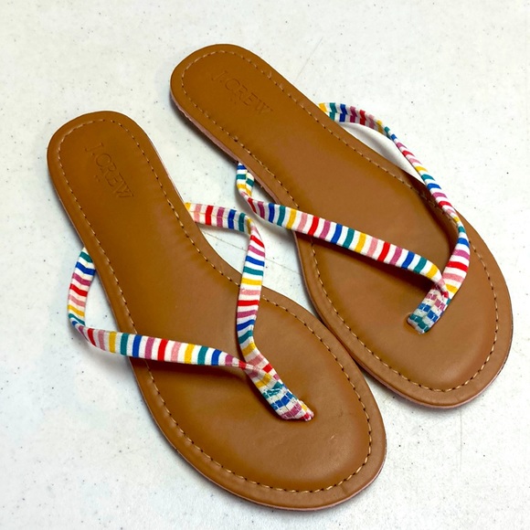 🎊HP🎊J. Crew Colorful Striped Sandals - Picture 1 of 5